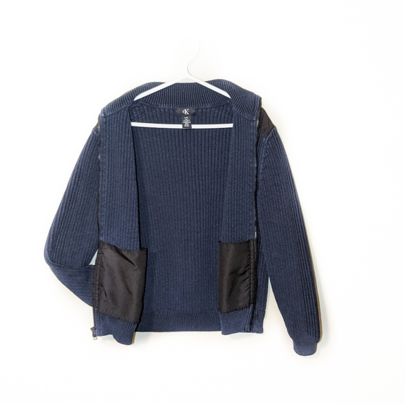 CALVIN KLEIN BLUE ZIP UP MEN'S SWEATER - Picture 2 of 8